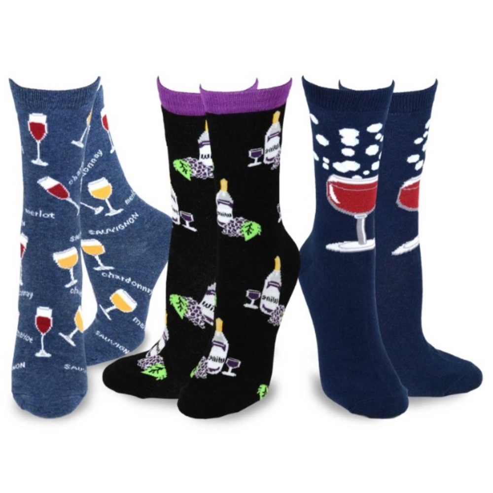 TeeHee Women’s Wine Crew Socks 3-Pack NWT